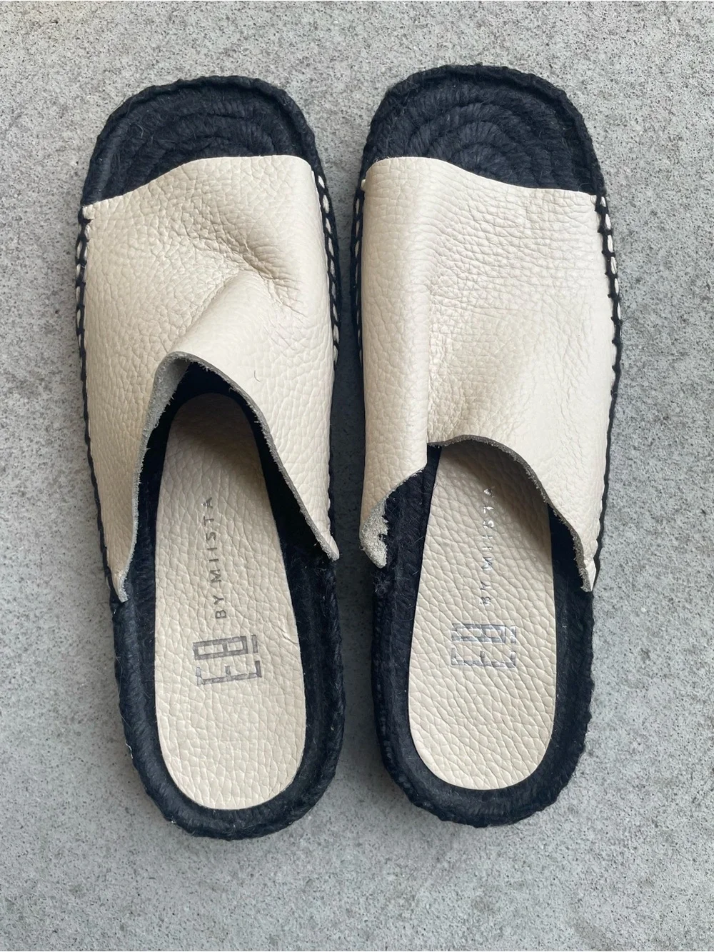 E8 By Miista Melina Grained Leather Cream Espadrille Sandals 7.5 EU 38 Classic